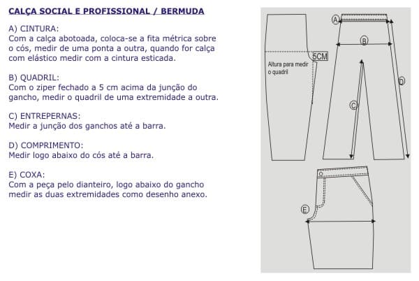 Técnicas de medição de calças